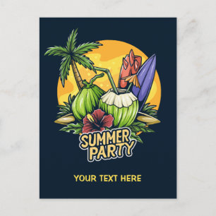 Carte Postale Fête d'été Tropical Texte Personnalisé