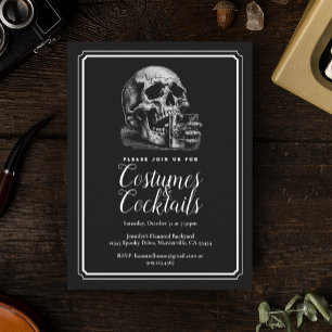 Carte Postale Fête d'Halloween au Whisky Crâne Gothique Noir