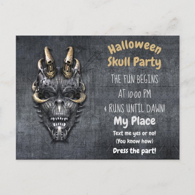 Carte Postale Fête d'Halloween crâne gothique (Devant)