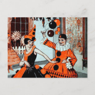 Carte Postale Fête d'Halloween en orange et noir
