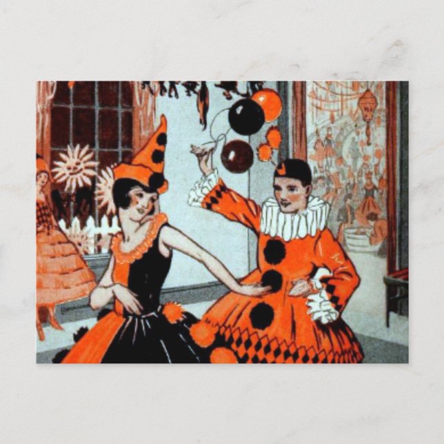 Carte Postale Fête d'Halloween en orange et noir (Devant)