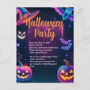 Carte Postale Fête d'Halloween néon