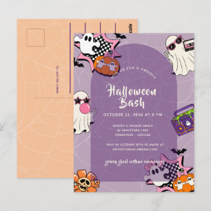 Carte Postale Fête d'Halloween Rétro Groovy Ghouls