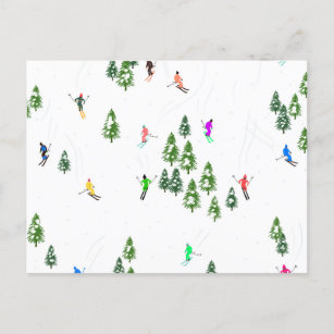 Carte Postale Fête d'Illustration de ski alpin Freeride