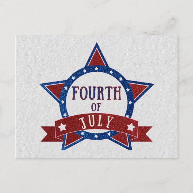 Carte Postale Fête du 4 juillet avec paillettes (Devant)