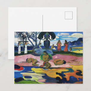 Carte Postale Fête du Dieu par Paul Gauguin Culture polynésienne