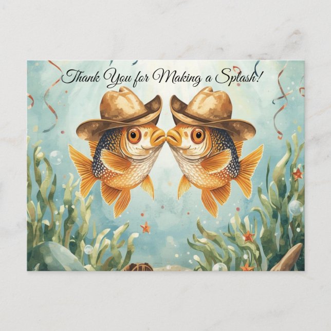 Carte Postale Fête du Poisson thème Texas MERCI (Devant)