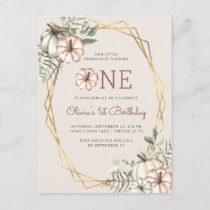 Carte Postale Fête du premier anniversaire citrouille Beige