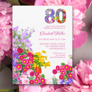 Carte Postale Fête élégante de jardin floral pour 80e anniversai