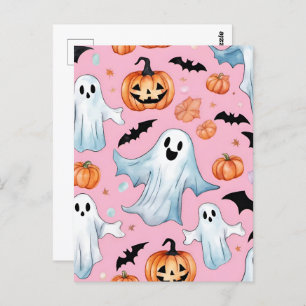 Carte Postale Fête Fantôme en rose
