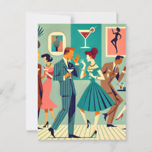 Carte Postale Fête Mid Century Modern La Danse du Martini