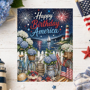 Carte Postale Fête nationale du 4 juillet Joyeux anniversaire Am