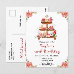 Carte Postale Fête Noël Thé Anniversaire Fête Rouge