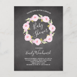 Carte Postale Fête Prénatale Bébé Fille Florale Rose sur Tableau