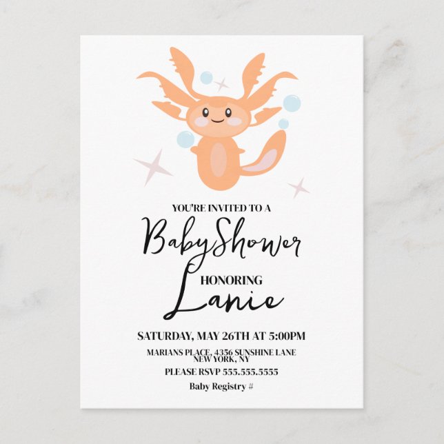 Carte Postale Fête Prénatale Créature Océan Axolotl Pastel (Devant)