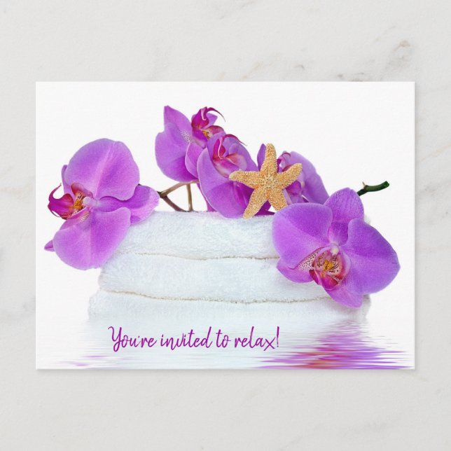 Carte Postale Fête spa avec Orchidées Invitation (Devant)