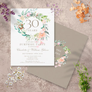 Carte Postale Fête surprise pour les 30 ans de mariage Floral