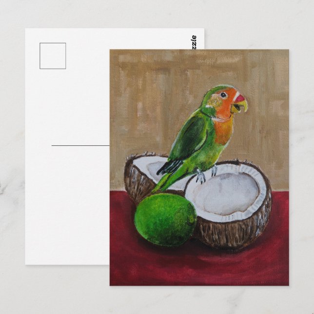 Carte Postale Fête tropicale de l'Inséparable - Peinture d'Alfre (Devant / Derrière)