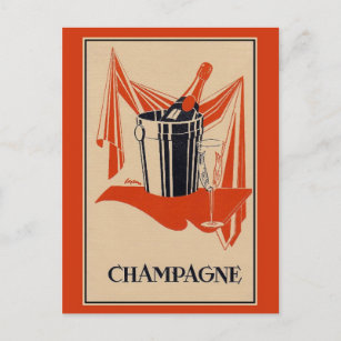 Carte Postale Fête vintage de champagne et anniversaire
