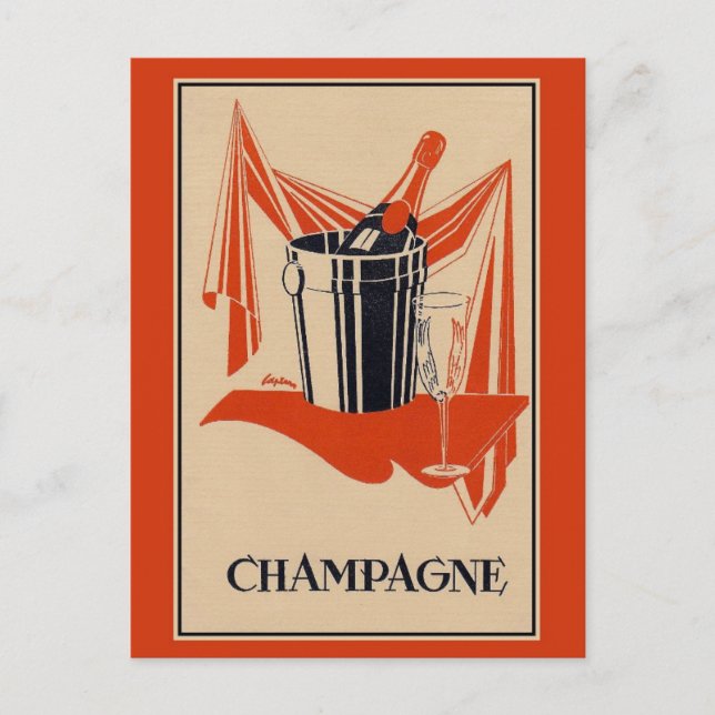 Carte Postale Fête vintage de champagne et anniversaire (Devant)