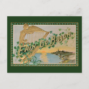 Carte Postale Fête vintage de la Saint Patrick Erin Go Bragh