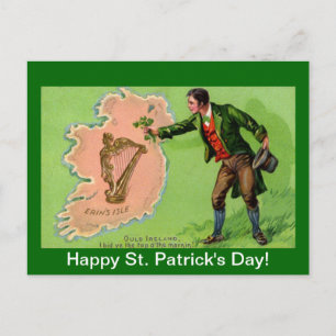 Carte Postale Fête vintage de la Saint Patrick Erin's Isle