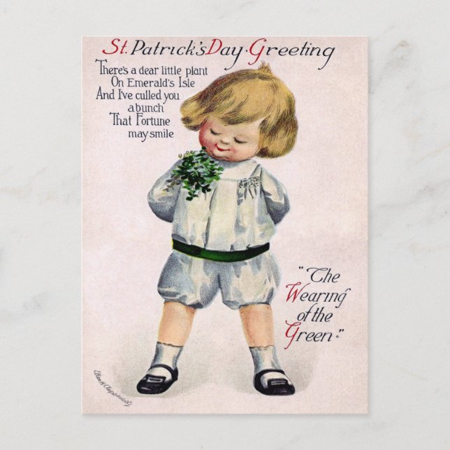 Carte Postale Fête vintage de la St Patrick (Devant)