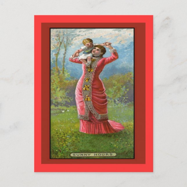 Carte Postale Fête vintage des mères Heures ensoleillées (Devant)