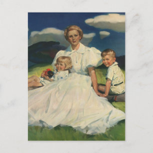 Carte Postale Fête vintage des mères, maman avec enfants