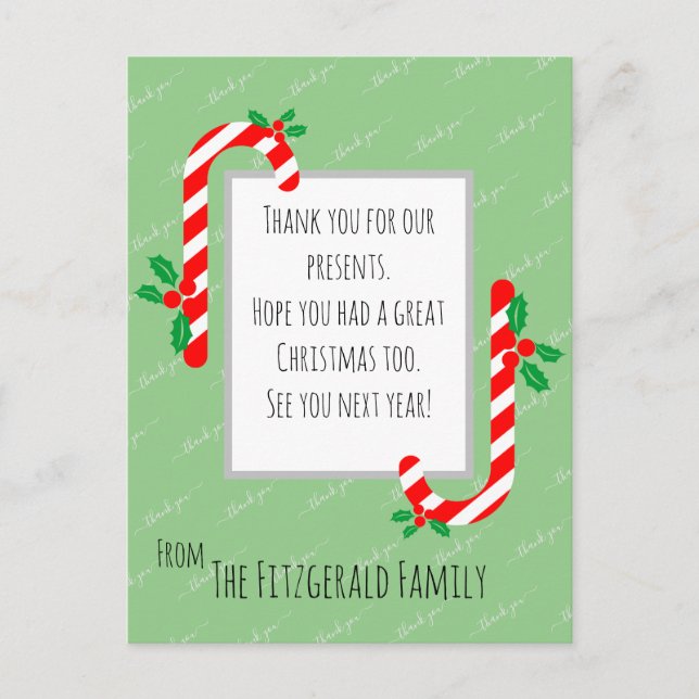 Carte Postale Fêtes de Noël Merci sur mesure (Devant)