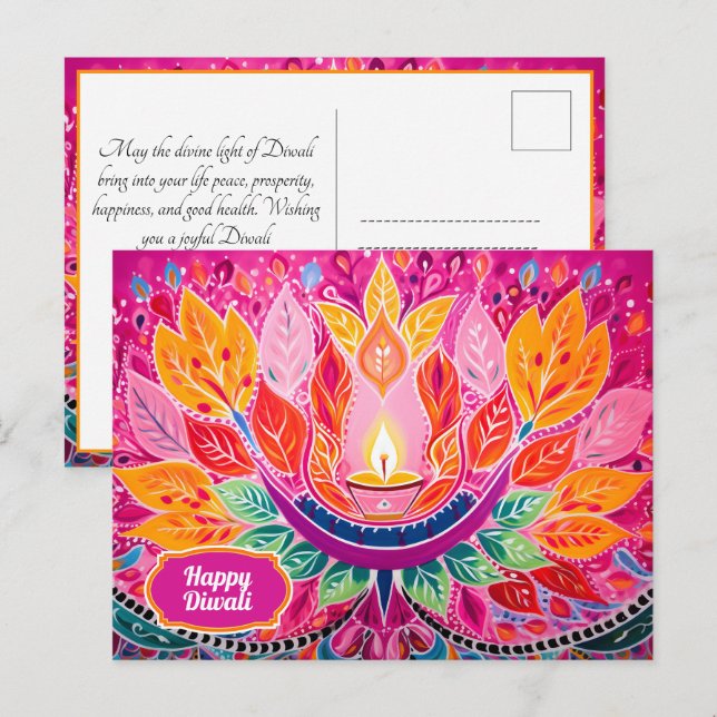Carte Postale Fêtes étincelantes : une célébration de Diwali (Devant / Derrière)