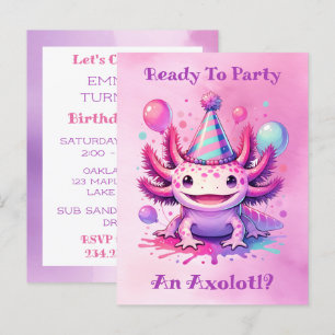 Carte Postale Fêtons l'anniversaire de la fille axolotl