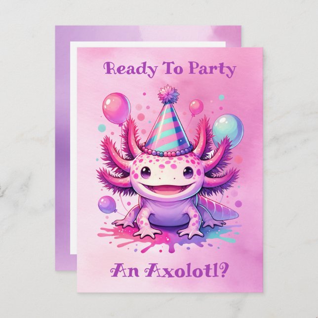 Carte Postale Fêtons l'anniversaire de la fille axolotl (Devant / Derrière)