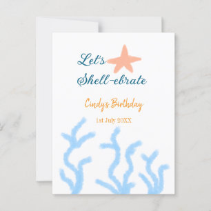 Carte Postale Fêtons sous la mer bleu anniversaire