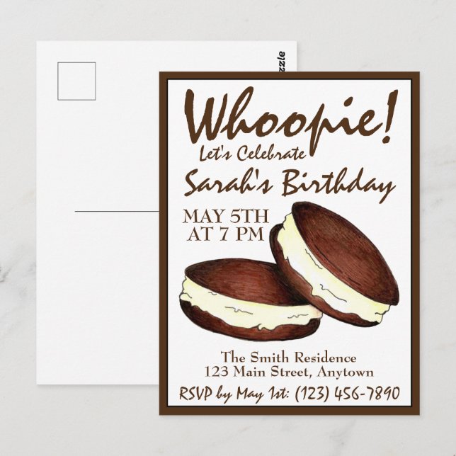 Carte Postale Fêtons ! Whoopie Pies fête d'anniversaire (Devant / Derrière)