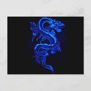 Carte Postale feu bleu-dragon-noir