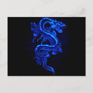Carte Postale feu bleu-dragon-noir
