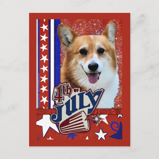 Carte Postale Feu d'artifice du 4 juillet - Corgi (Devant)