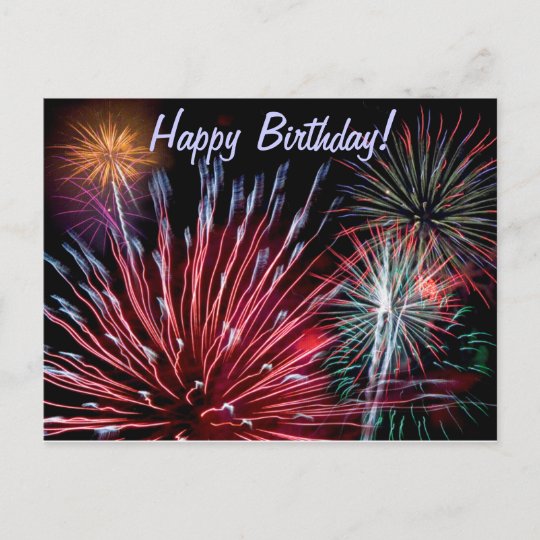 Carte Postale Feu D Artifice Joyeux Anniversaire Zazzle Fr