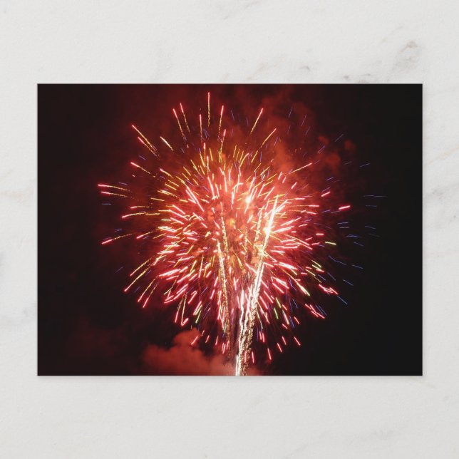 Carte Postale Feu d'artifice rouge, blanc et bleu II patriotique (Devant)