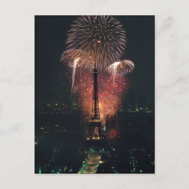 Carte Postale Feu d'artifice, Tour Eiffel, Paris, France (Devant)