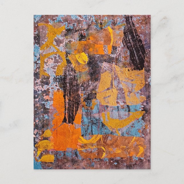 Carte Postale Feu de camp hivernal, Collage, Un abstrait d'impre (Devant)