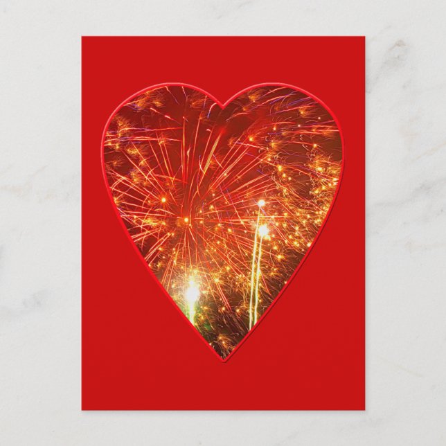 Carte Postale Feu de coeur rouge (Devant)