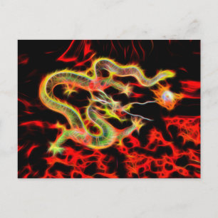 Carte Postale Feu de serpent de dragon sur Lucky Energy