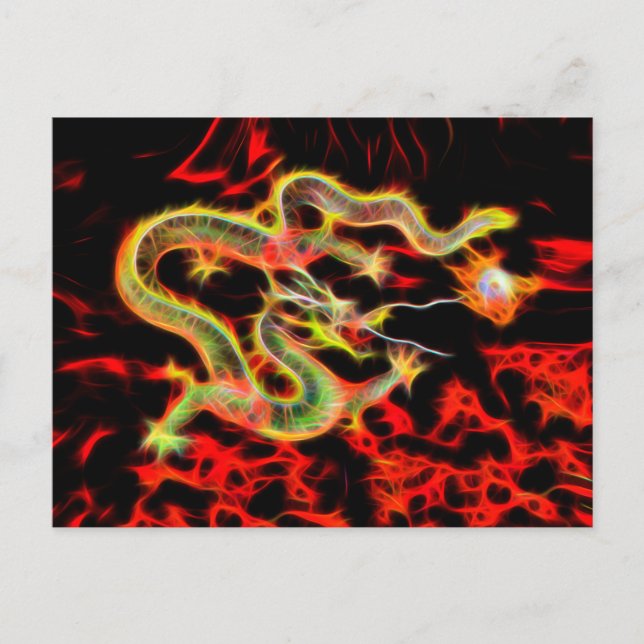 Carte Postale Feu de serpent de dragon sur Lucky Energy (Devant)