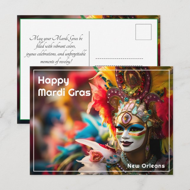 Carte Postale 💚💜💛Feu & Or: Spectacle de Mardi Gras (Devant / Derrière)