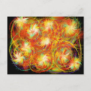Carte Postale Feu Spirales Funky Colorful flamme Art Abstrait