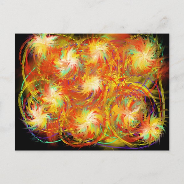 Carte Postale Feu Spirales Funky Colorful flamme Art Abstrait (Devant)