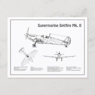 Carte Postale Feu Spitfire Supermarine - Plan d'avion BD