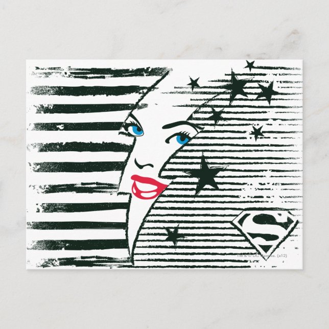 Carte Postale Feu Supergirl avec visage (Devant)
